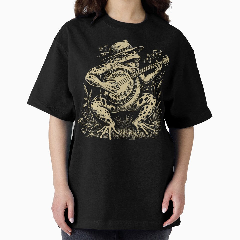 Frog Playing Banjo Folk Music Goblincore Toad by Y-Vibes