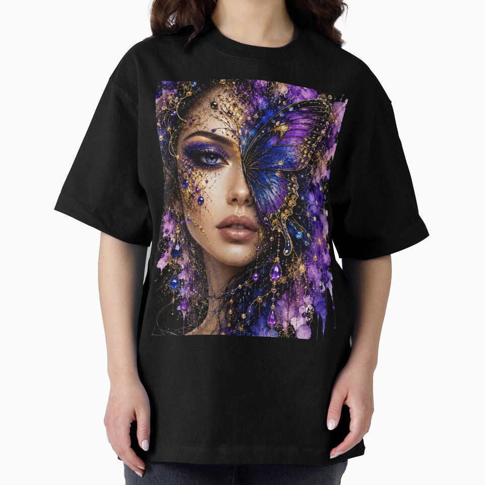 Mystical Butterfly Woman Art | Purple Fantasy Portrait | Boho Goddess Aesthetic Design by Ashes to Artistry