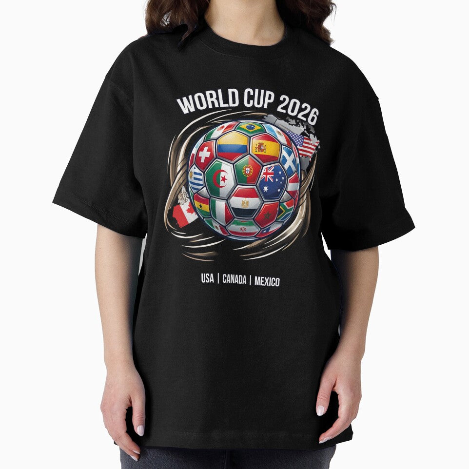 World Cup 2026 Soccer Ball Flags T-Shirt | USA Canada Mexico Host Nations Football Fan Tee by Tee-Aura