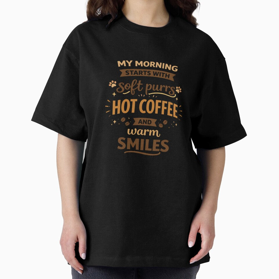My Morning Starts with Soft Purrs and Hot Coffee – Cute Cat Lover Quote by Mindworx21