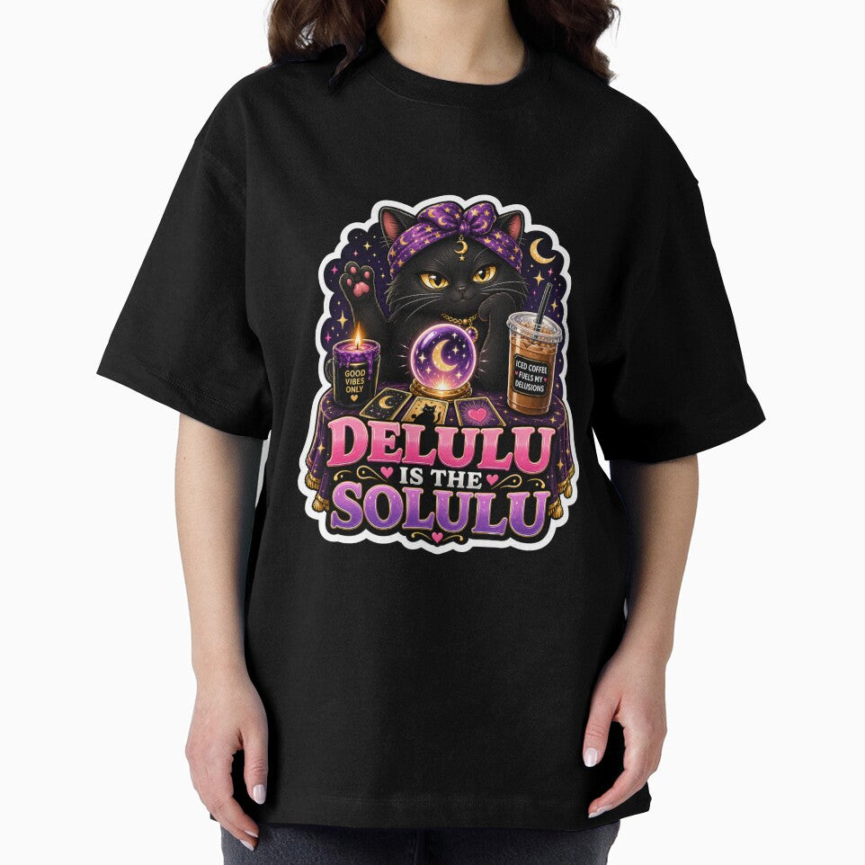 Delulu Is The Solulu Black Cat Sticker by Azerof