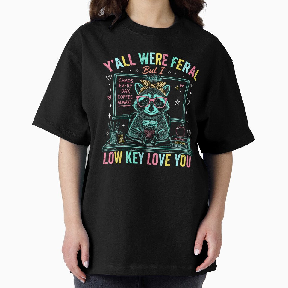 Funny Chaos Every Day Coffee Always Feral Raccoon Teacher Appreciation Design by DaphoLatara