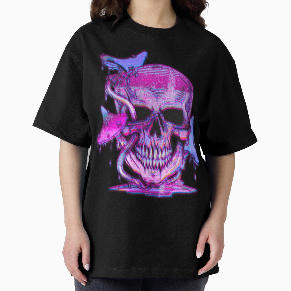 Mushroom Skull Melt | Psychedelic Fungi Trippy Art by BoneandBloomCo