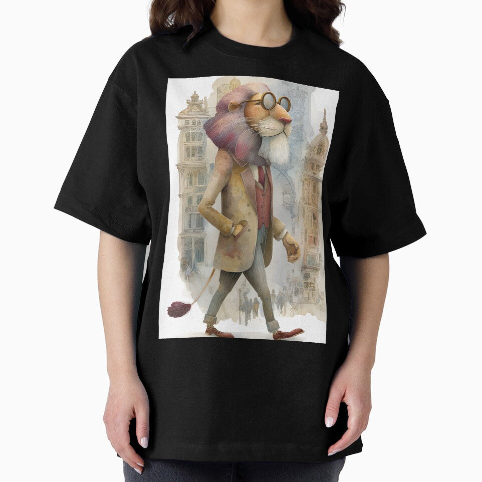 Stylish Lion Walking Through City Streets Elegantly by Artessie