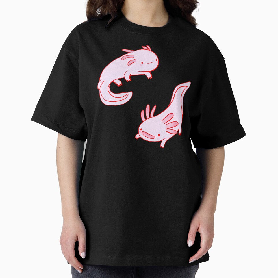 Pink axolotls drawing by Mayarart