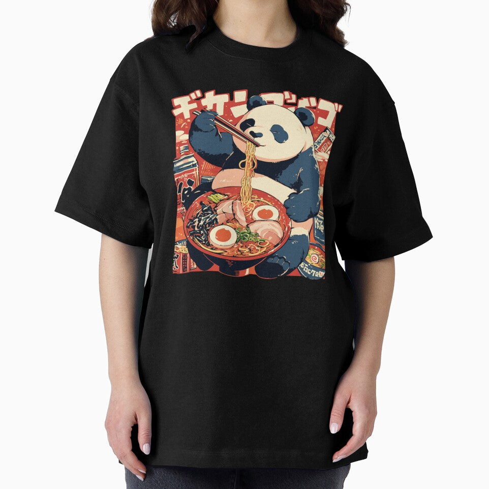 Funny Panda eating bowl of spicy beef ramen noodles by Nightarcade