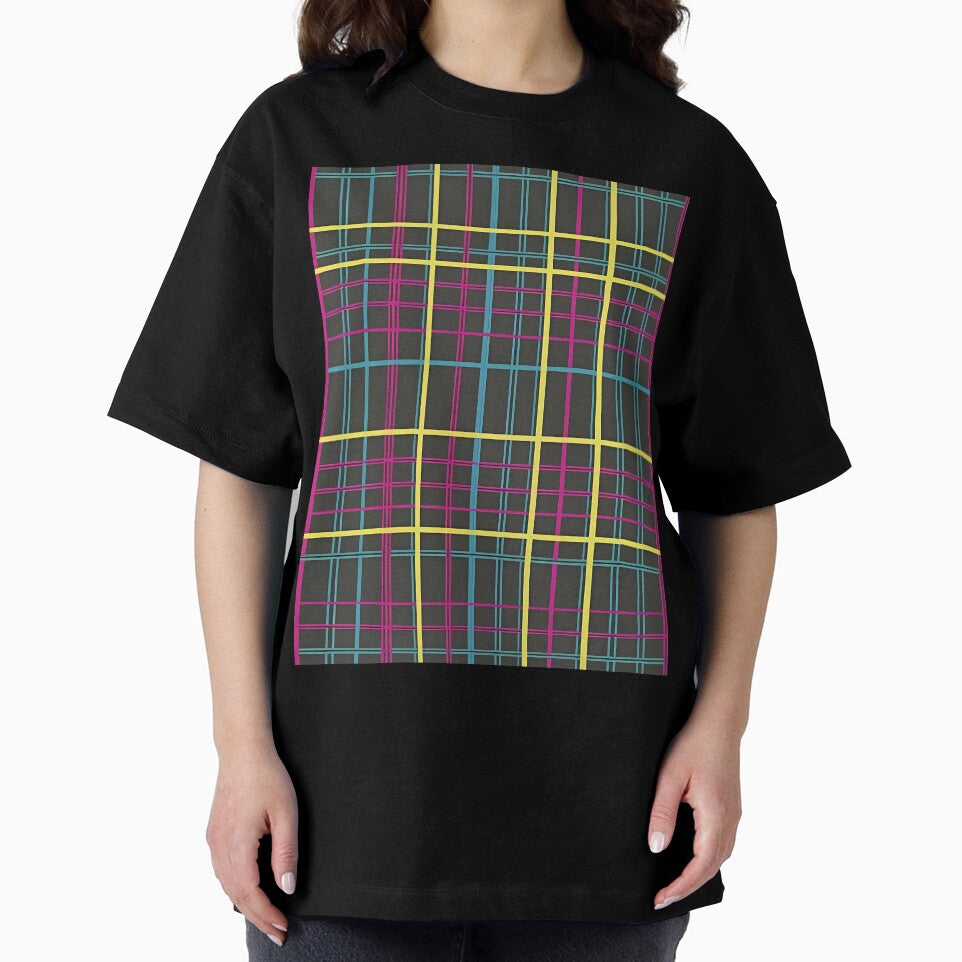 Geometric Fusion Vibrant Abstract Grid Pattern Dark Background by GracePaigePlaza