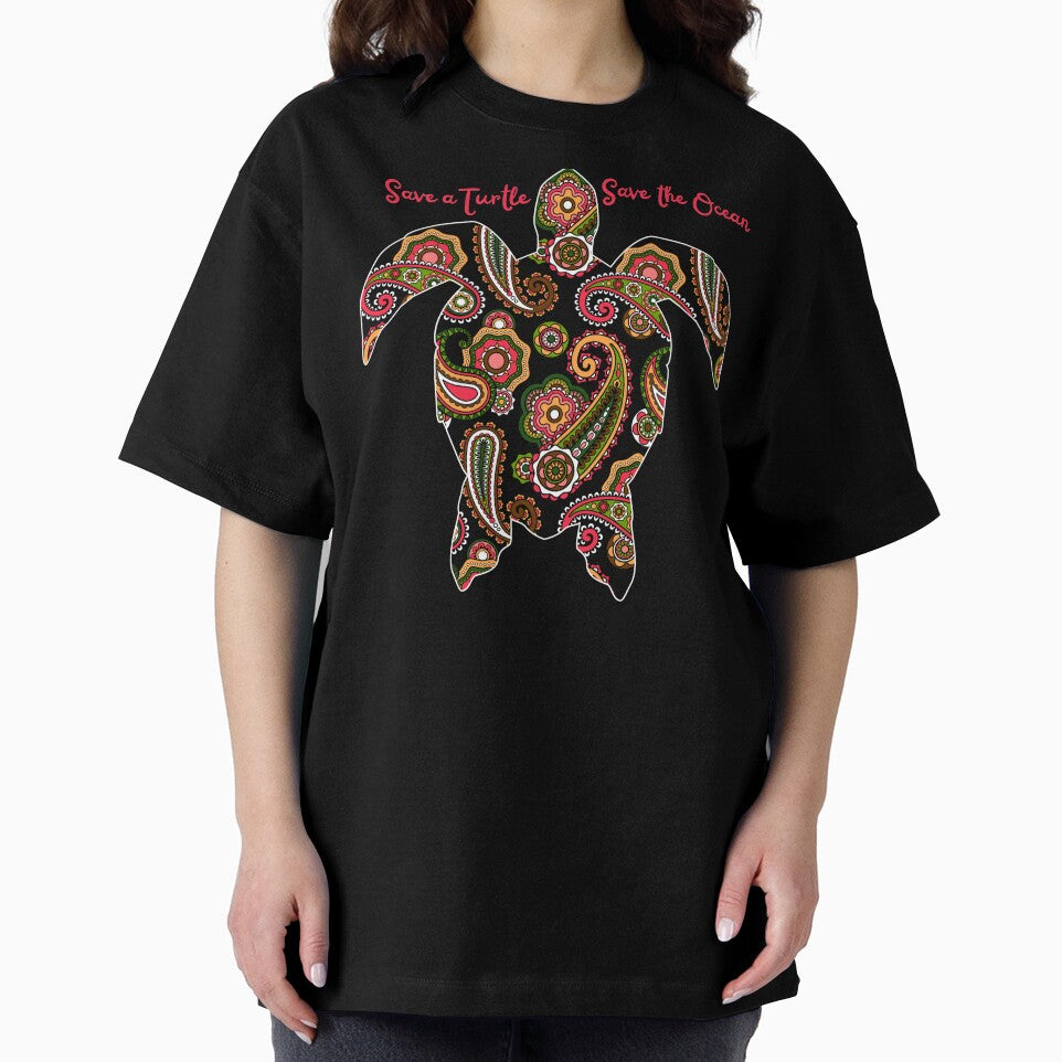 Save a Turtle Save the Ocean Marine Life Sea Animals Conservation Awareness Summer Paisley Pattern by Bragamontes