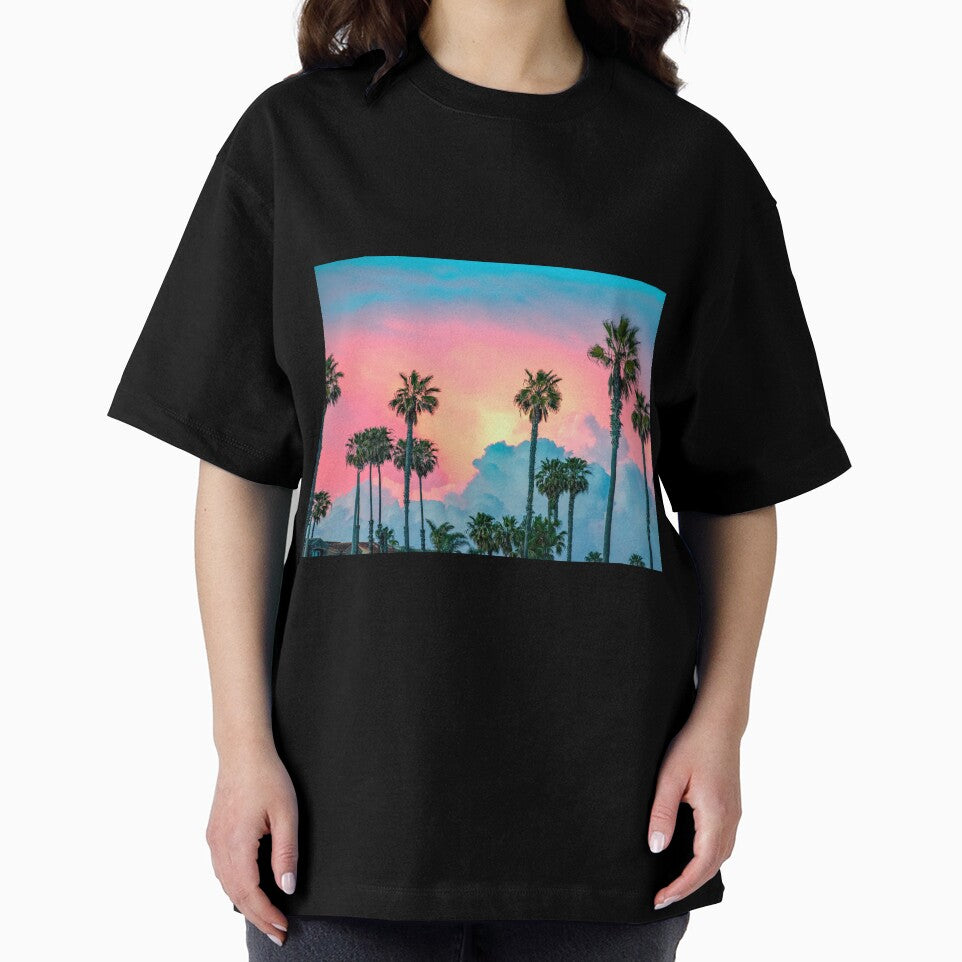 Huntington Beach, California, Cotton Candy Pink Palm Tree Sunset by newburyboutique