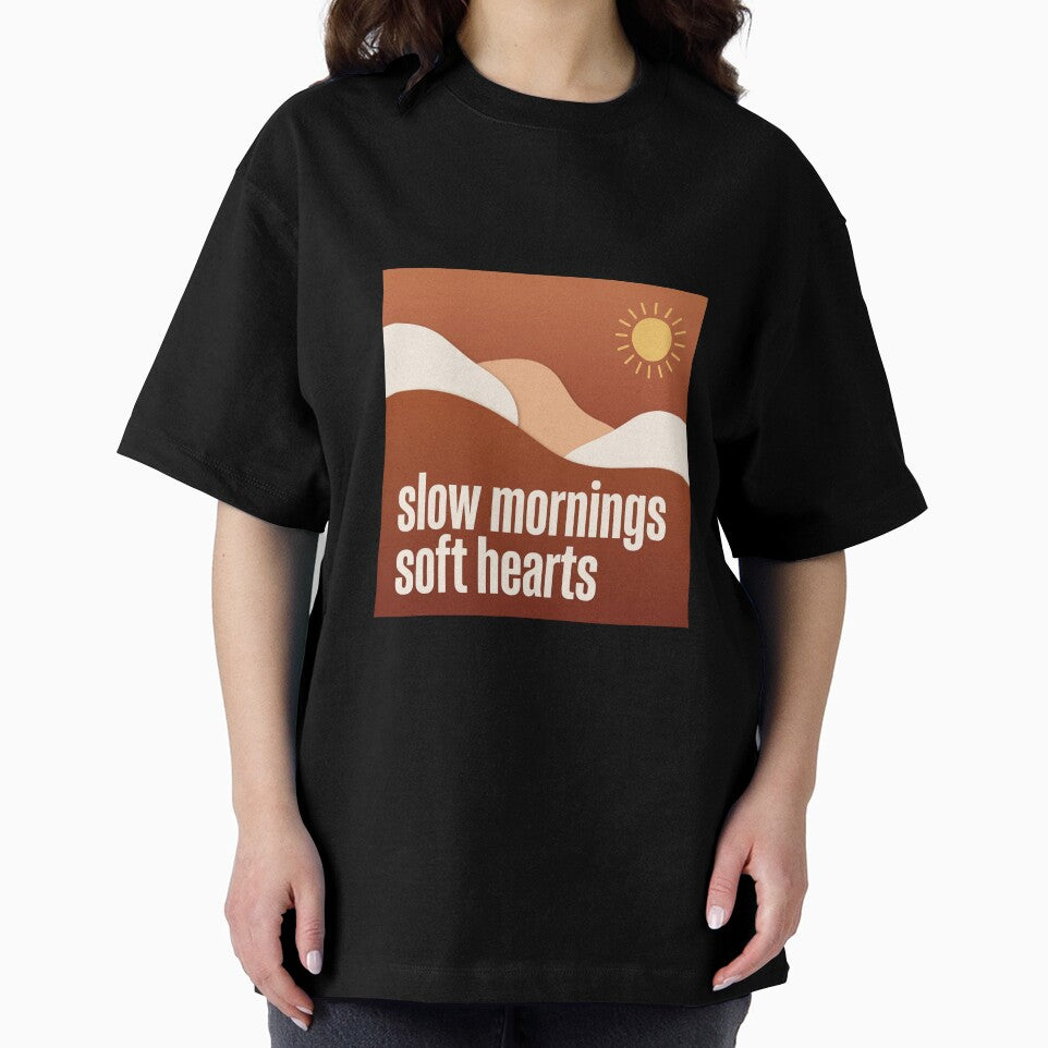 Slow Mornings Soft Hearts – Warm Minimalist Spiritual Typography Design by CosmicQuietStudio