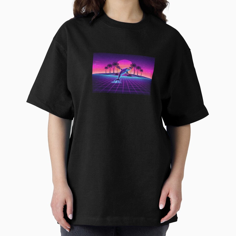 Retro Synthwave Dolphin Sunset - 80s Neon Aesthetic by DolphinWave