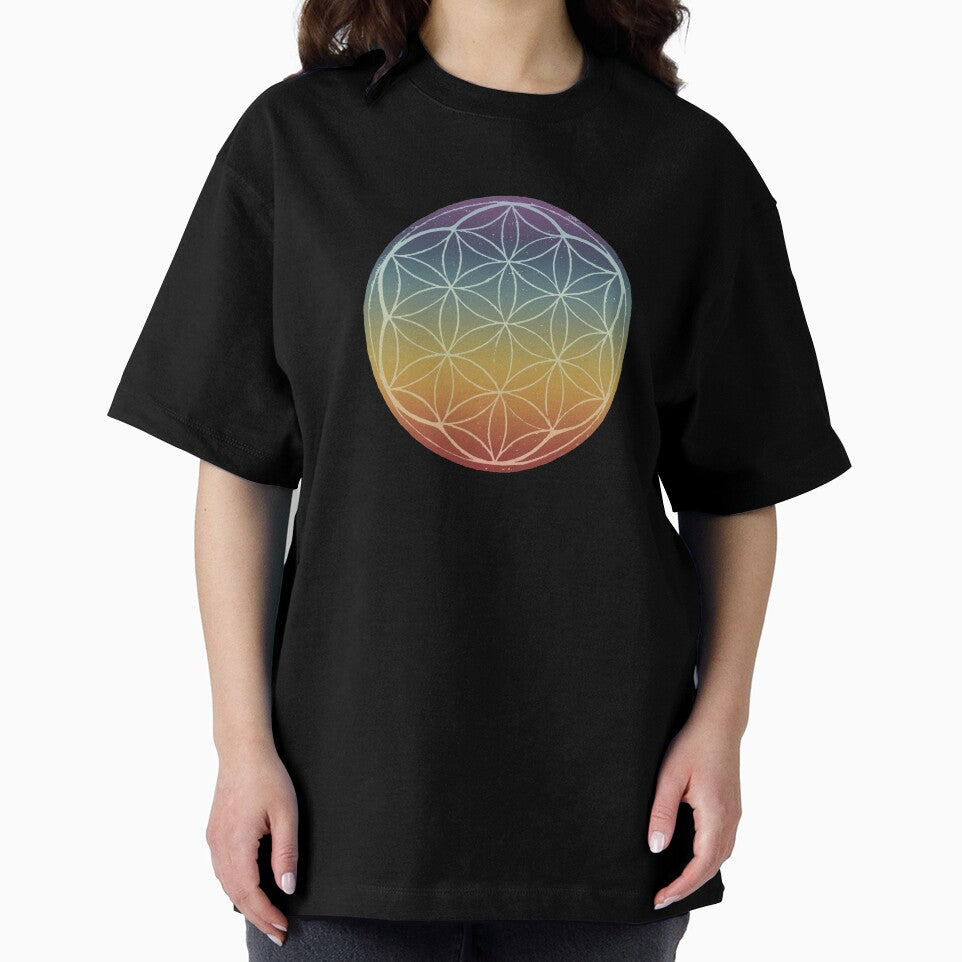 Flower of Life Linocut - Rainbow Sunset + Rainbow Sorbet by Irene Estelle