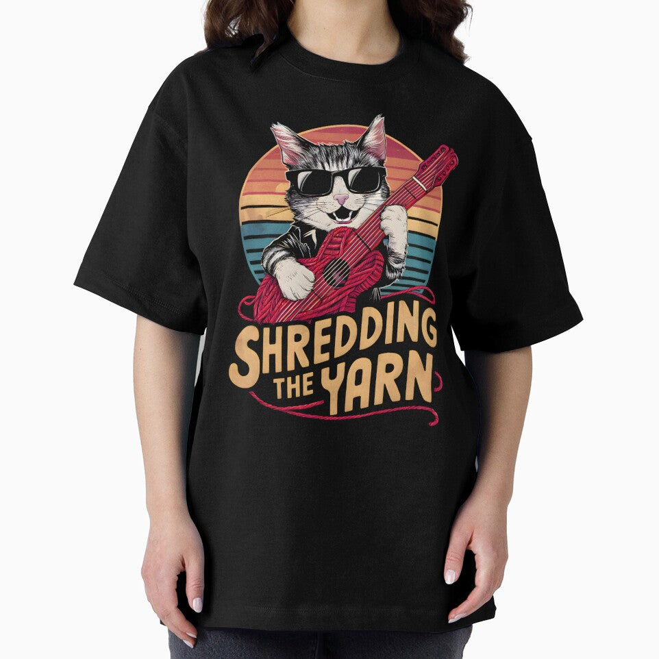 Shredding The Yarn Cat Guitar And Yarn Pun by ILOVEART247
