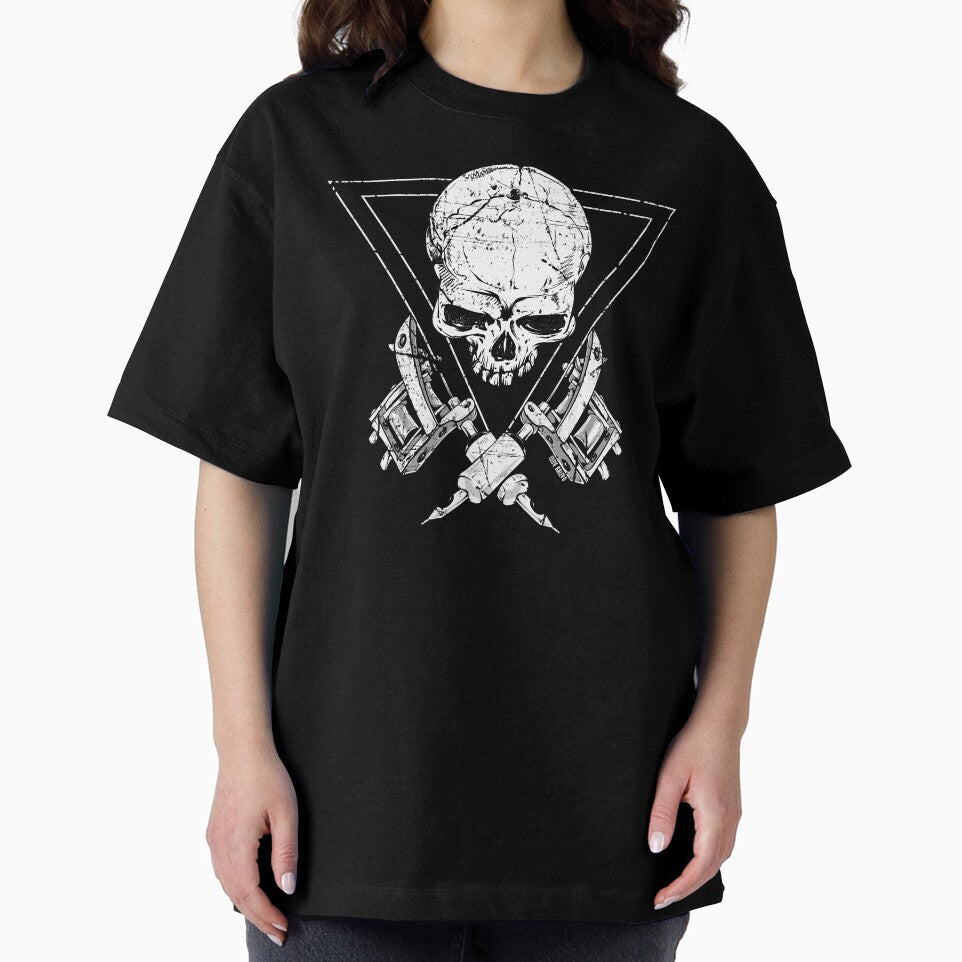 Skull with Tattoo Machine Crossbones by Ikaroots