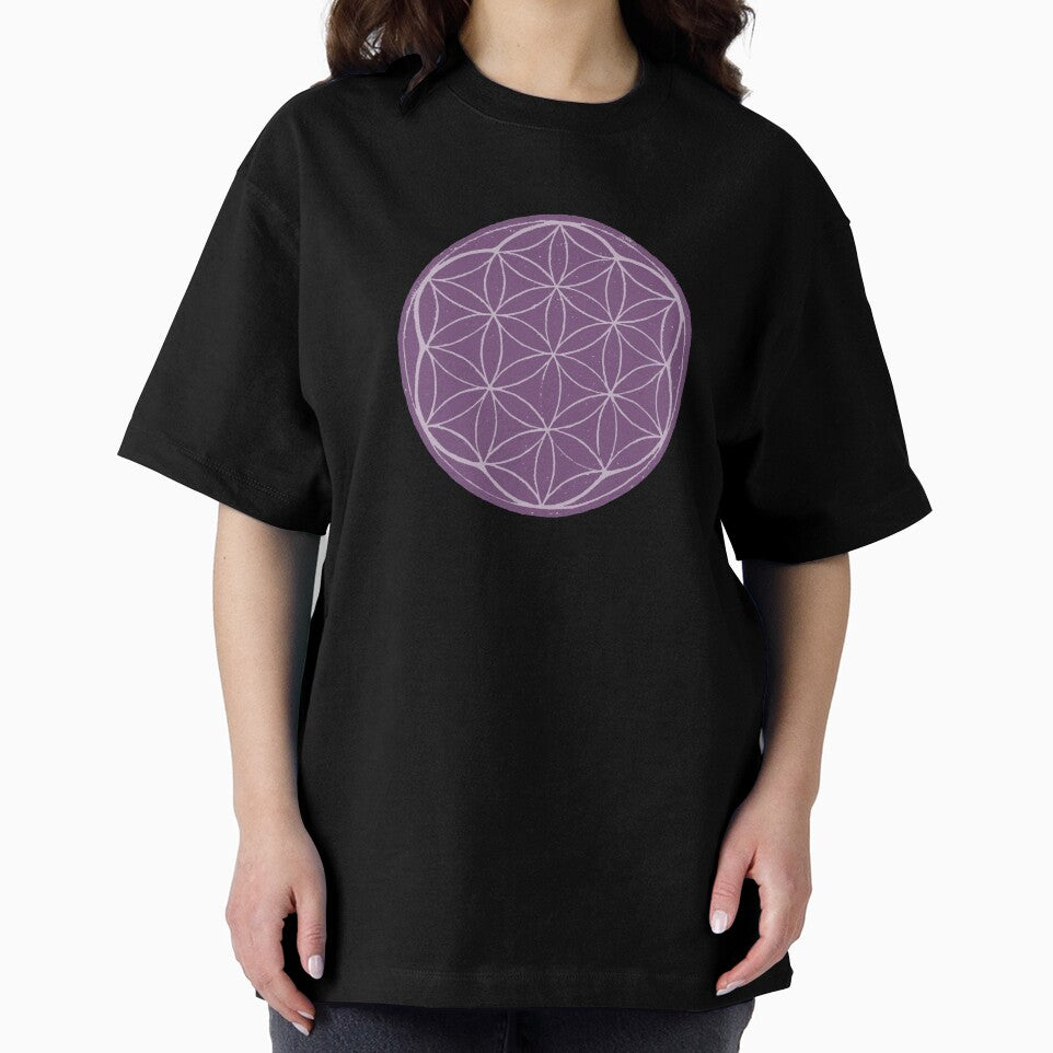 Flower of Life Linocut - Plum + Dust by Irene Estelle