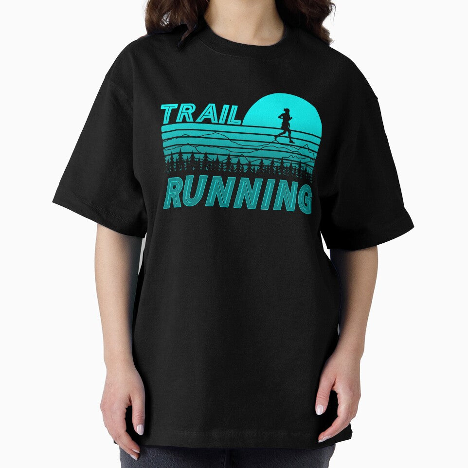 Trail running in blue sunset with mountains and forest by wejollydigitals