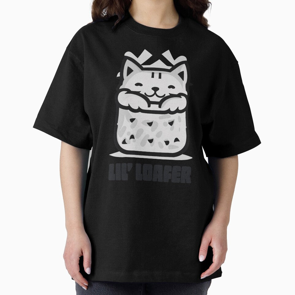 Lil Loafer Cat Loaf of Bread Black and White by ArtPuffen