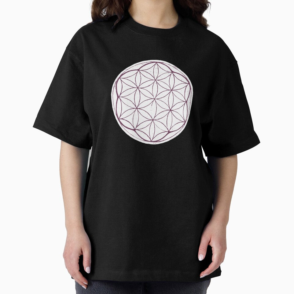 Flower of Life Linocut - Snow + Beet by Irene Estelle
