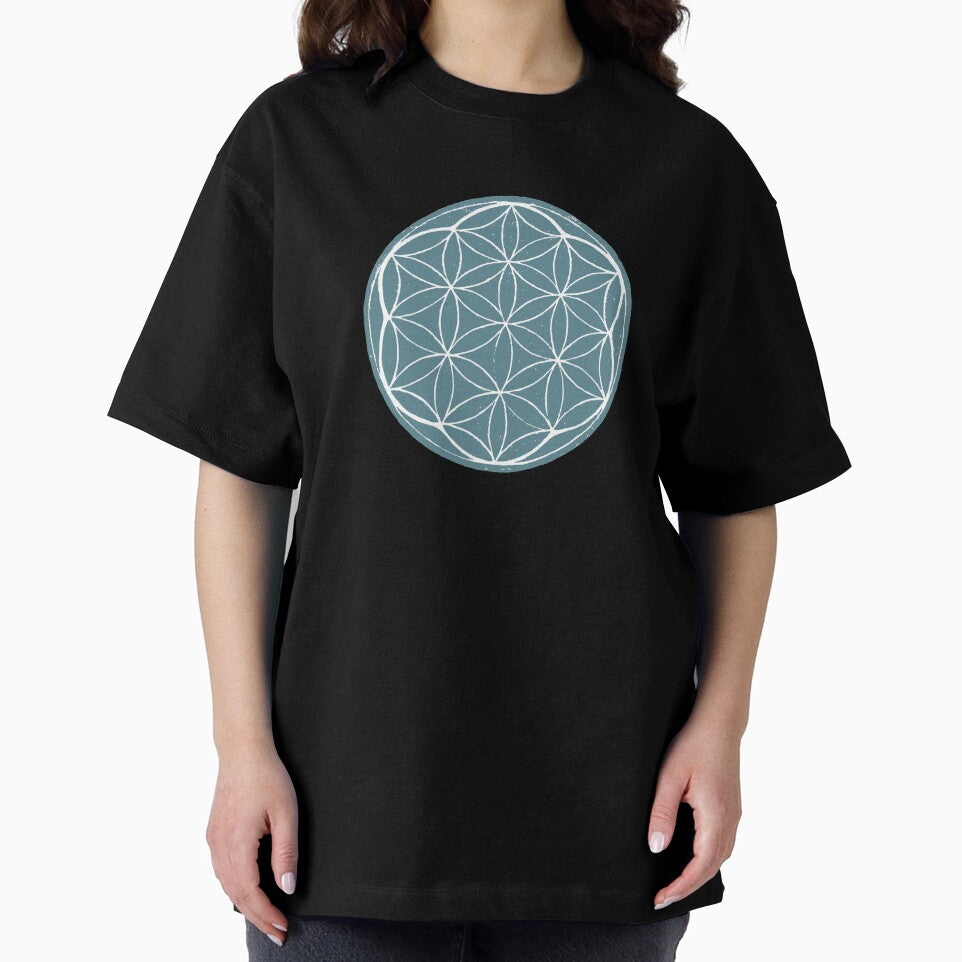 Flower of Life Linocut - Peacock + Snow by Irene Estelle