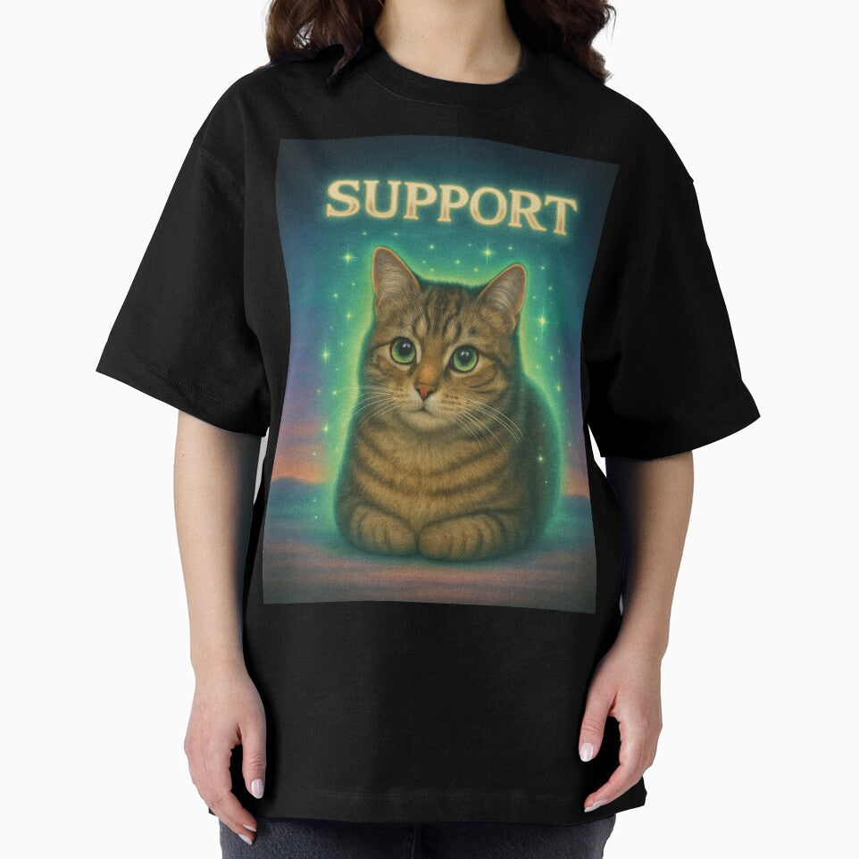 Support Loaf Funny 80s Healer Cat T-Shirt by catastrocat