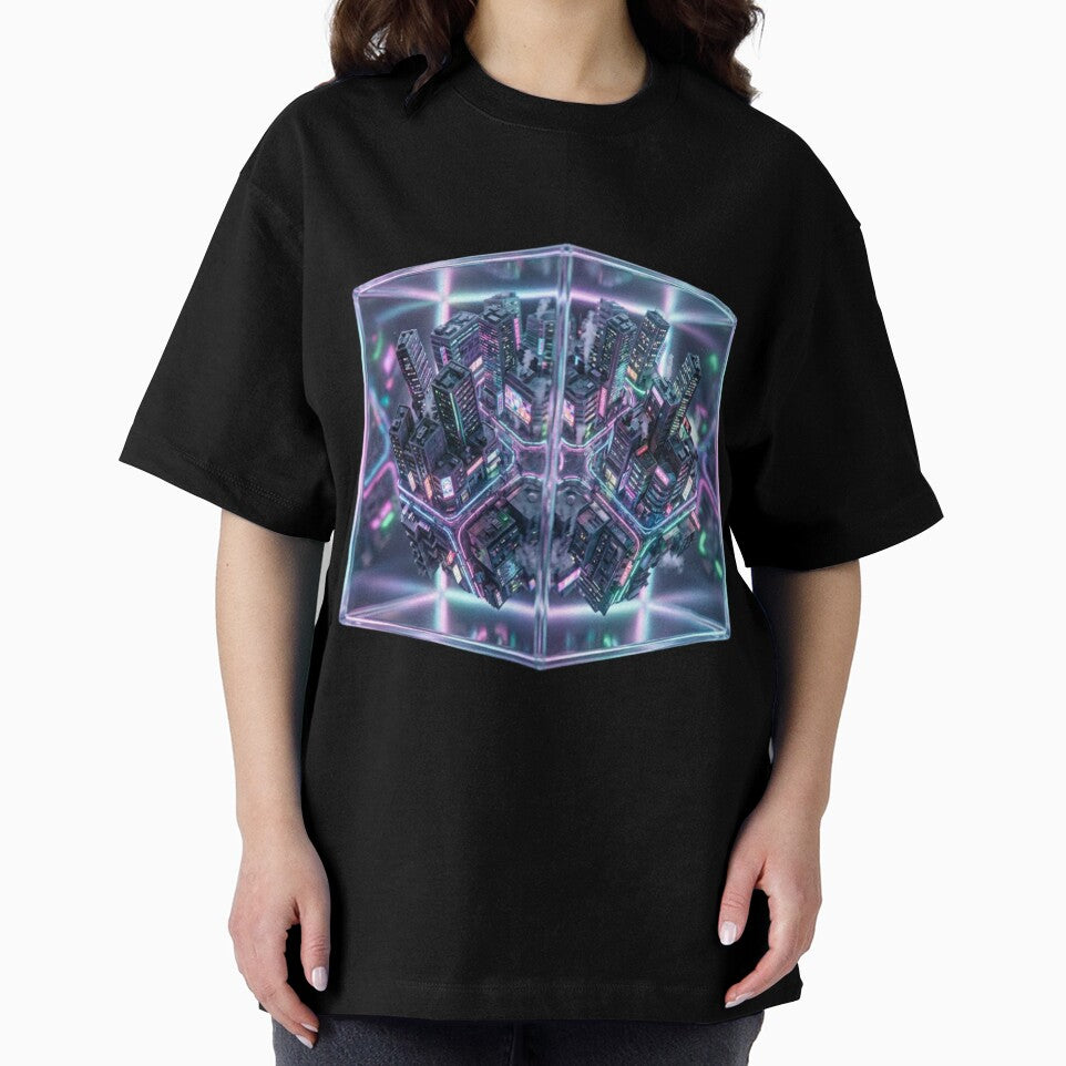 Neo Tokyo city floating cube by PixelNest40