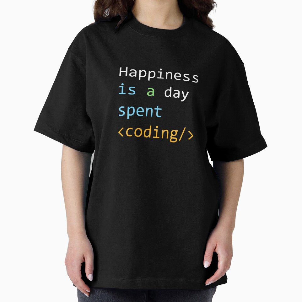 Happiness is a day spent coding - funny quote for software developers in HTML, php code style by TalesOfScience