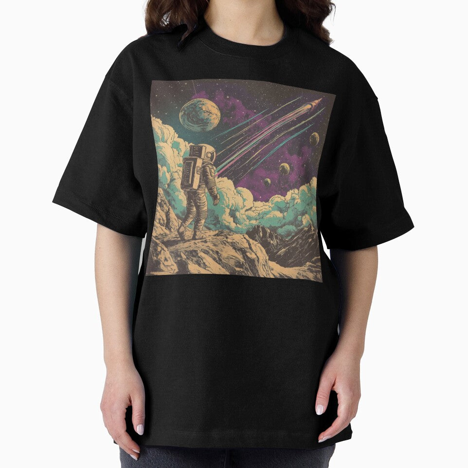 Vintage astronaut witnessing cosmic wonders by TeeTribeWear