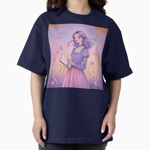 Aesthetic Girl in Pastel Dream – Purple & Pink Floral Fall Design by MOTAS FASHION