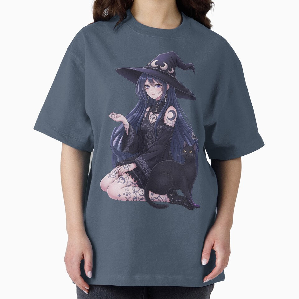 Dark Fantasy Anime Girl & Gothic Black Cat Art by RehanInkDesigns