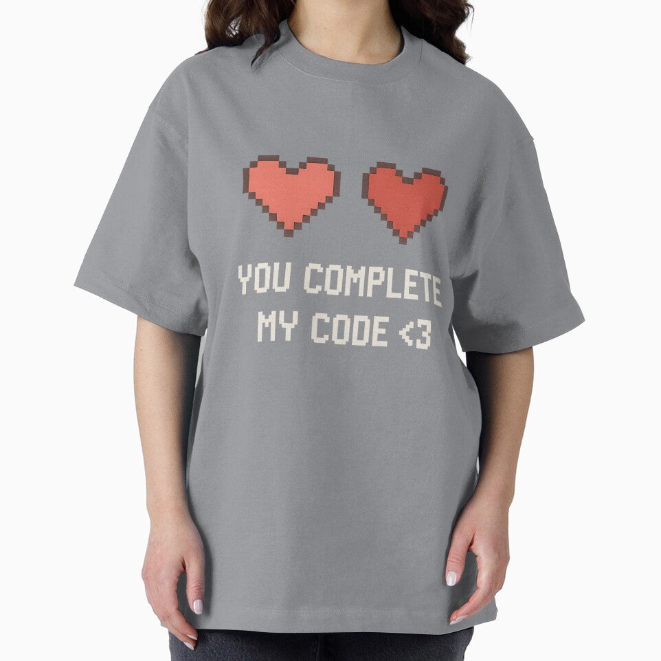You Complete My Code – Nerdy pixel heart love quote for programmers by Killerkarpfen