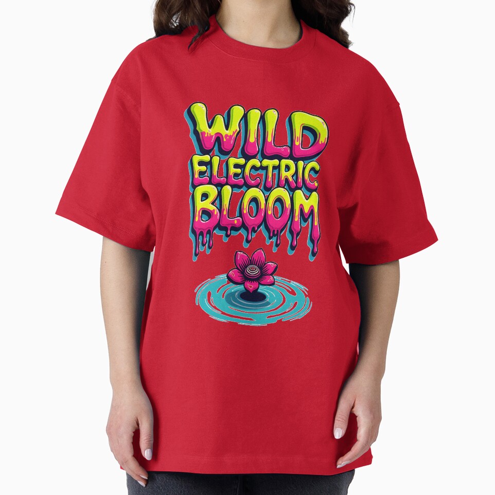 Wild Electric Bloom Neon Drip Typography Graphic | Psychedelic Flower Streetwear Design by FeelFreeStore