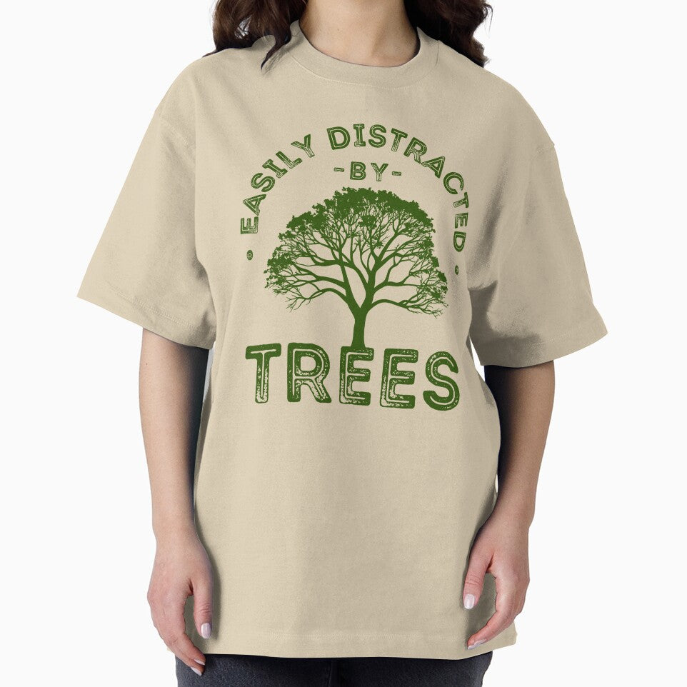 Easily Distracted by Trees, Funny Nature Lover Quote, Vintage Tree by lagunaklein