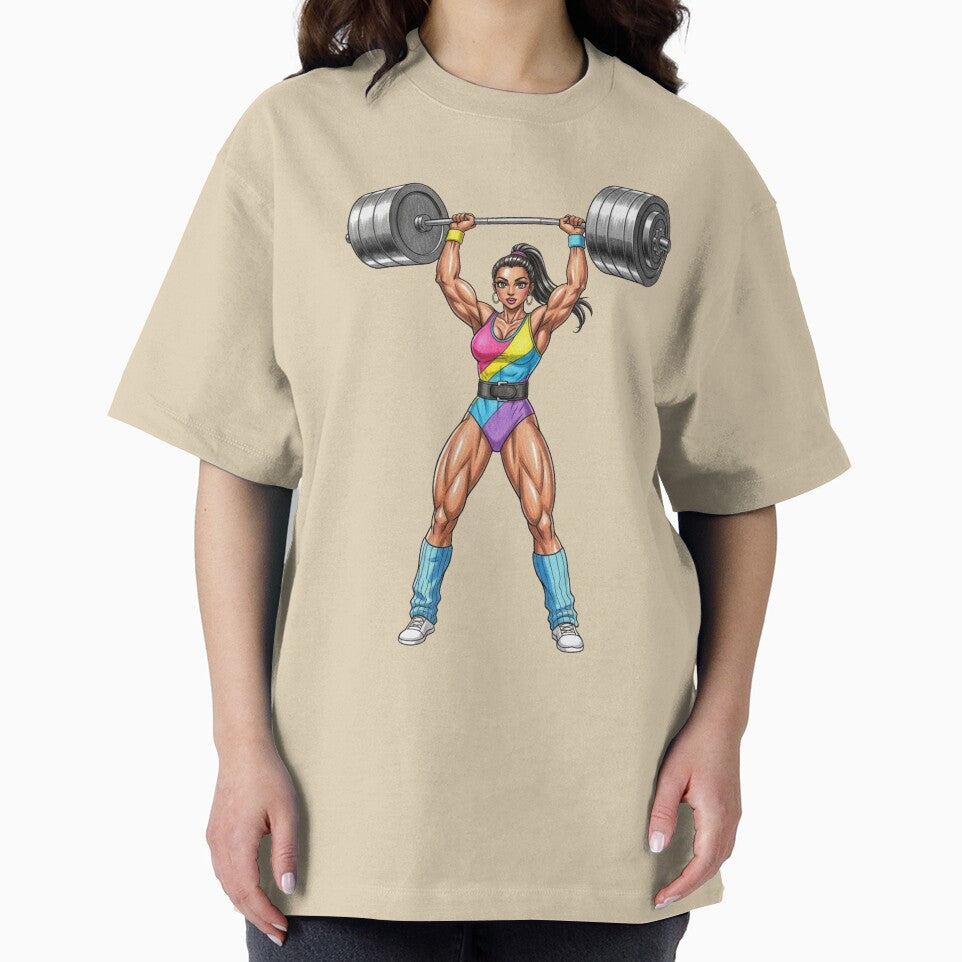 Retro Fitness Girl Lifting Weights Pop Art Style by JonelleTshirts
