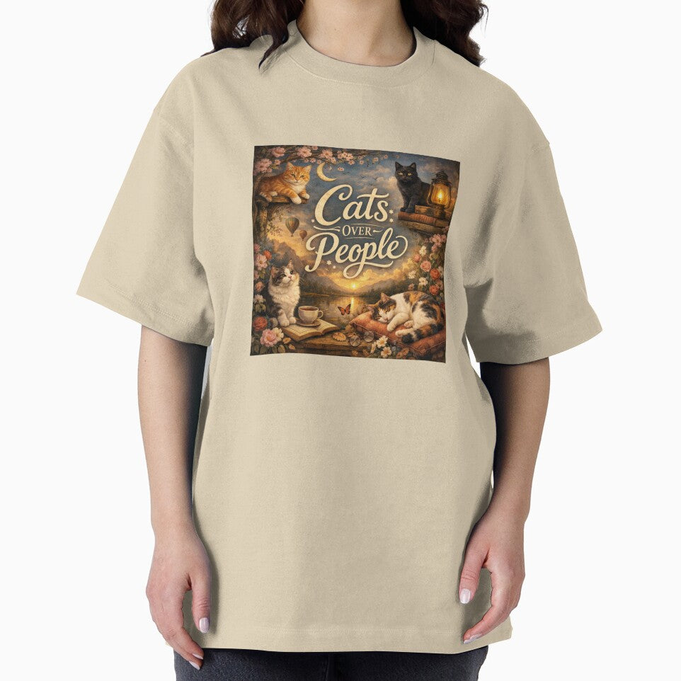 Cats Over People Aesthetic Cat Lover Design | Cute Vintage Cat Art by Sanika arts
