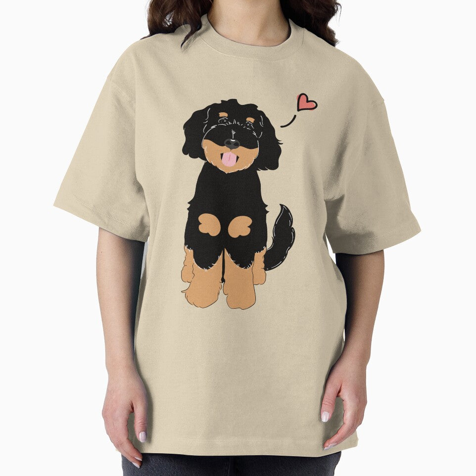 LOVE Black Tan Phantom Goldendoodle Dog by Lulupainting
