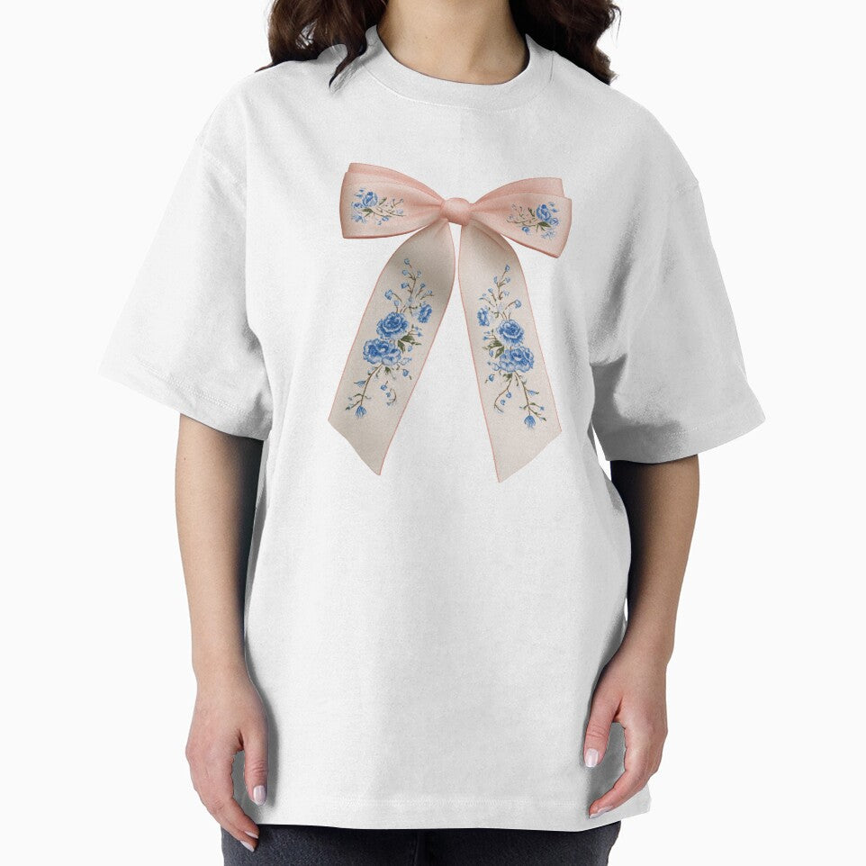 Pink bow with blue flowers by MendaciousMina
