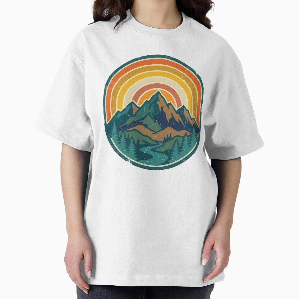 Vintage Mountain Sunset Landscape – Retro Outdoor Nature Design by JA World - Art & Design