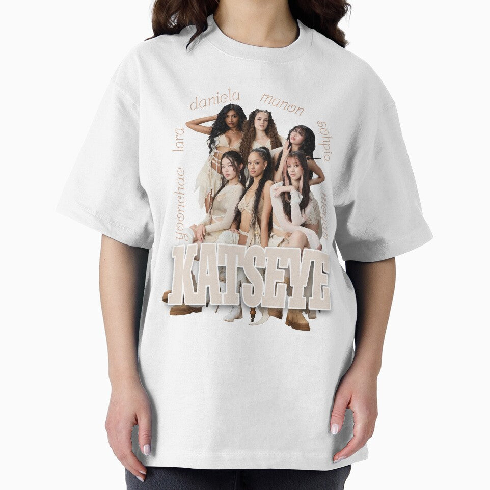 Katseye Varsity Beige Aesthetic T-Shirt by artshlyn