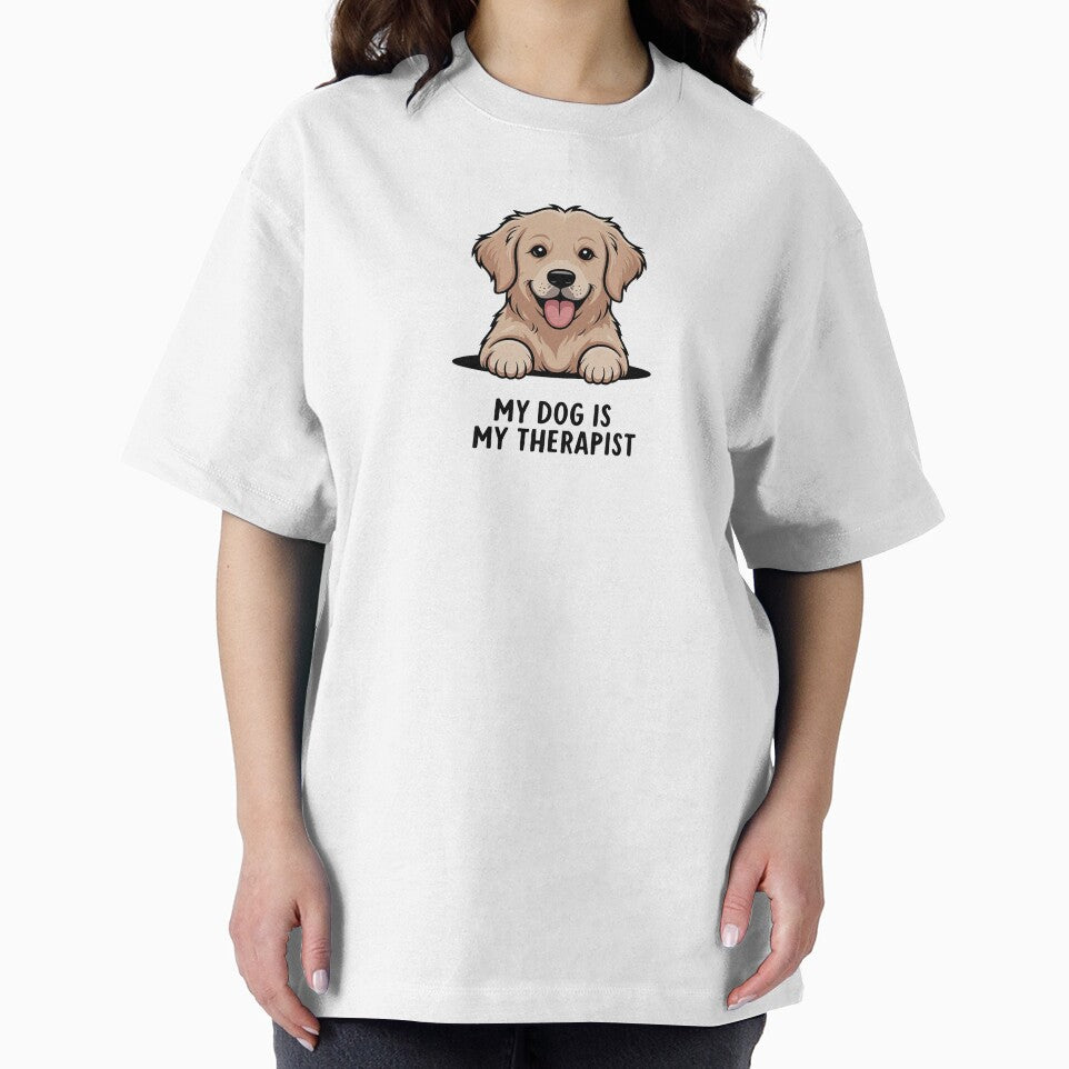 My Dog Is My Therapist Funny Dog Lover Gift Golden Retriever Design by Cool-cat-art