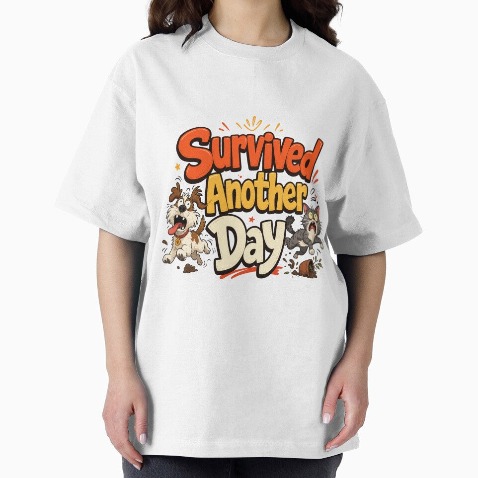 Survived Another Day Multi Pet Parent Funny T-Shirt by Ashley critters