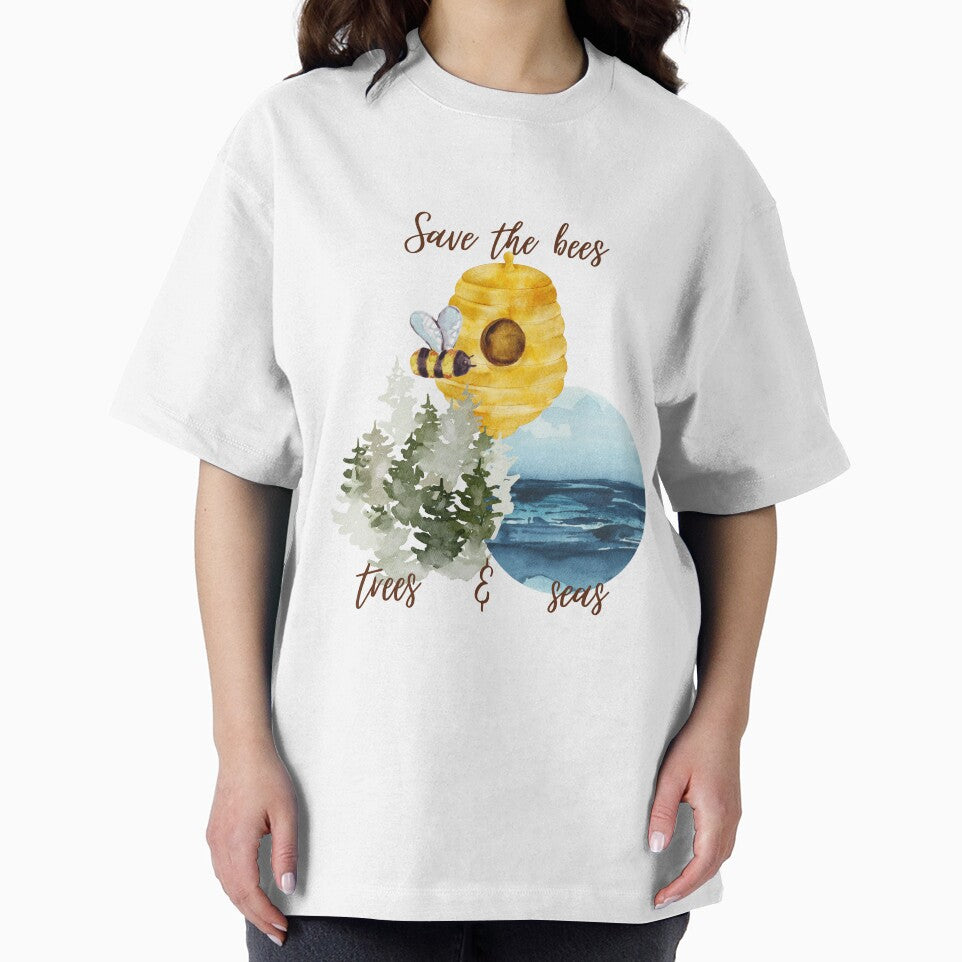 Save The Bees, Trees & Seas Honeycomb Hive Design by LifeAndWonder