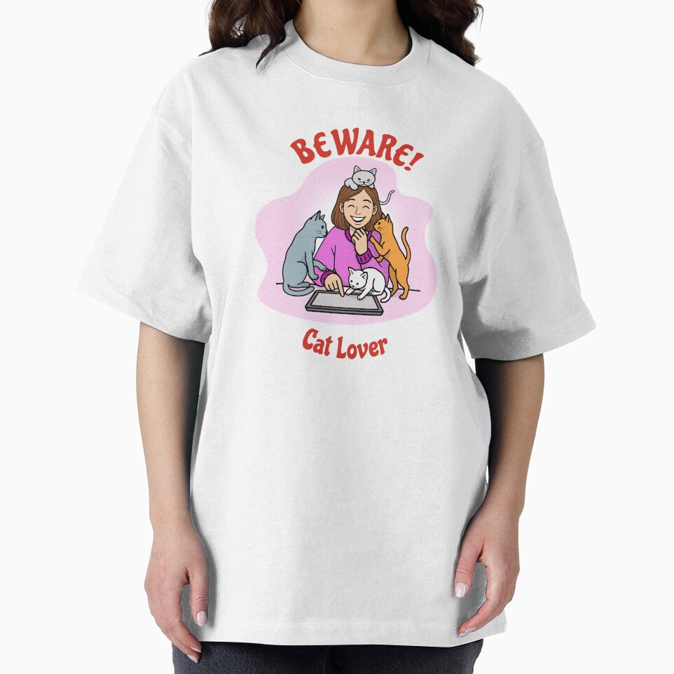 Beware! Cat Lover Girl | Cute Pet Art by Lily's World