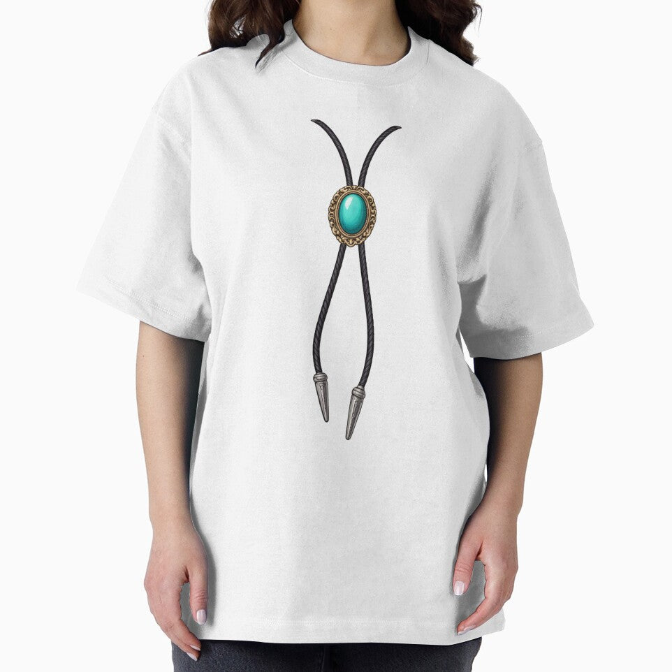 Western Turquoise Bolo Tie- Cowboy Necklace Graphic Tee by WesternWaresCo