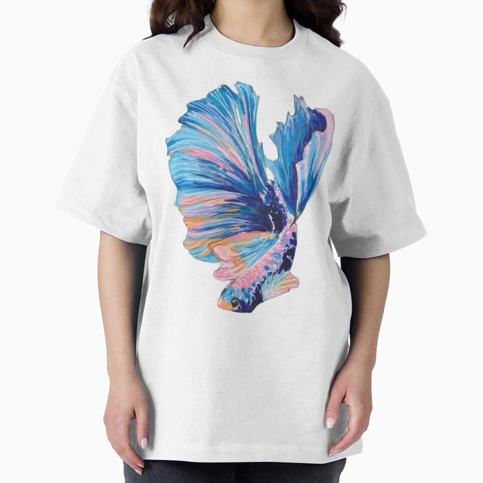 Cotton Candy Fish on blue by Amanda Adela Art