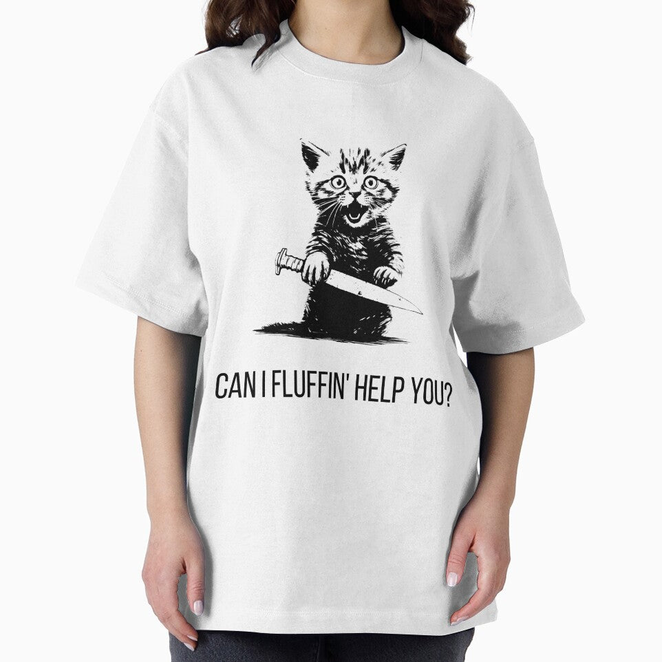 Can I Fluffin' Help You?- Cute Cat With Knife by Tyler Rosso