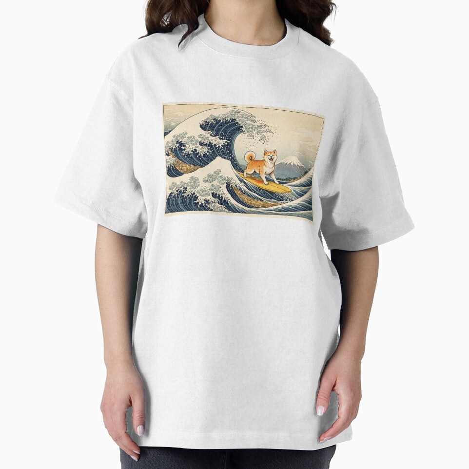 The Great Wave Dog Shiba Wave Rider Surf by SOUFIANE1991