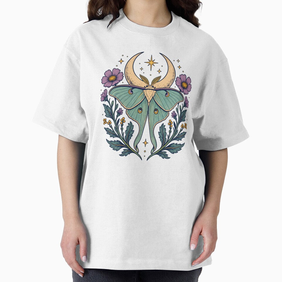 Celestial Luna Moth and Cosmic Floral Garland Illustration by Funny meme