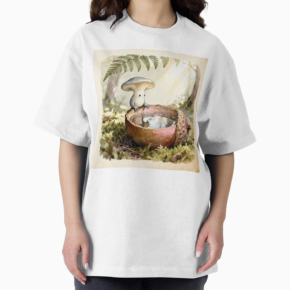 Mushroom Folk Reflection - Cottagecore Forest Art by PictorialWhimsy