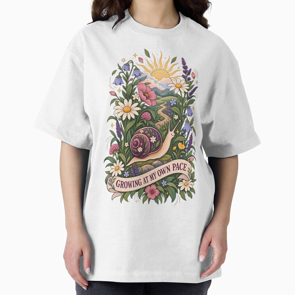 Growing at My Own Pace Botanical Snail Garden Art by Tharaazu