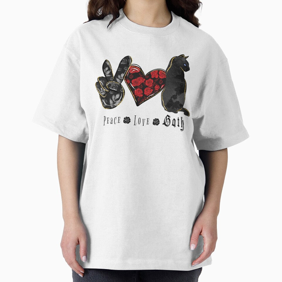 Peace Love Goth Cat – Dark Gothic Aesthetic Black Cat Design by NightSpell